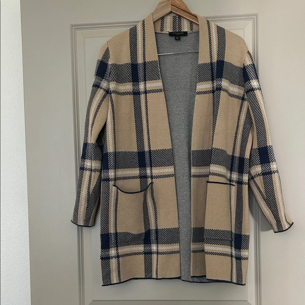 Ann Taylor Beige and Black Plaid Blazer - Picture 1 of 14